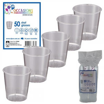 Shot Glass 1oz Clear Plastic Disposable Pkt 50