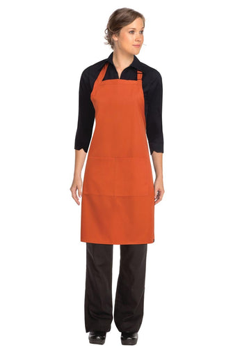 Bib Apron with Pocket - Orange