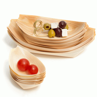 12.5cm Disposable Oval Boat Wooden pk50