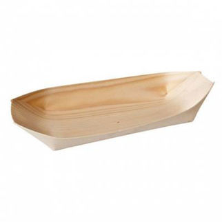 18cm Disposable Oval Boat Wooden pk50