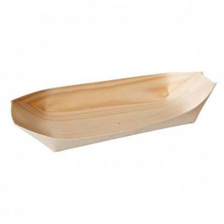 20cm Disposable Oval Boat Wooden pk50