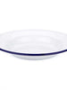 24cm Enamel Soup Plate - White/Blue Rim