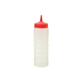 Red Lid 750mL Clear Sauce Bottle