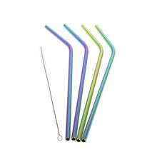 Rainbow Stainless Steel Bent Straw Pack of 4