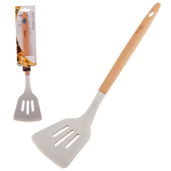 Beechwood Silicone Slotted Turner